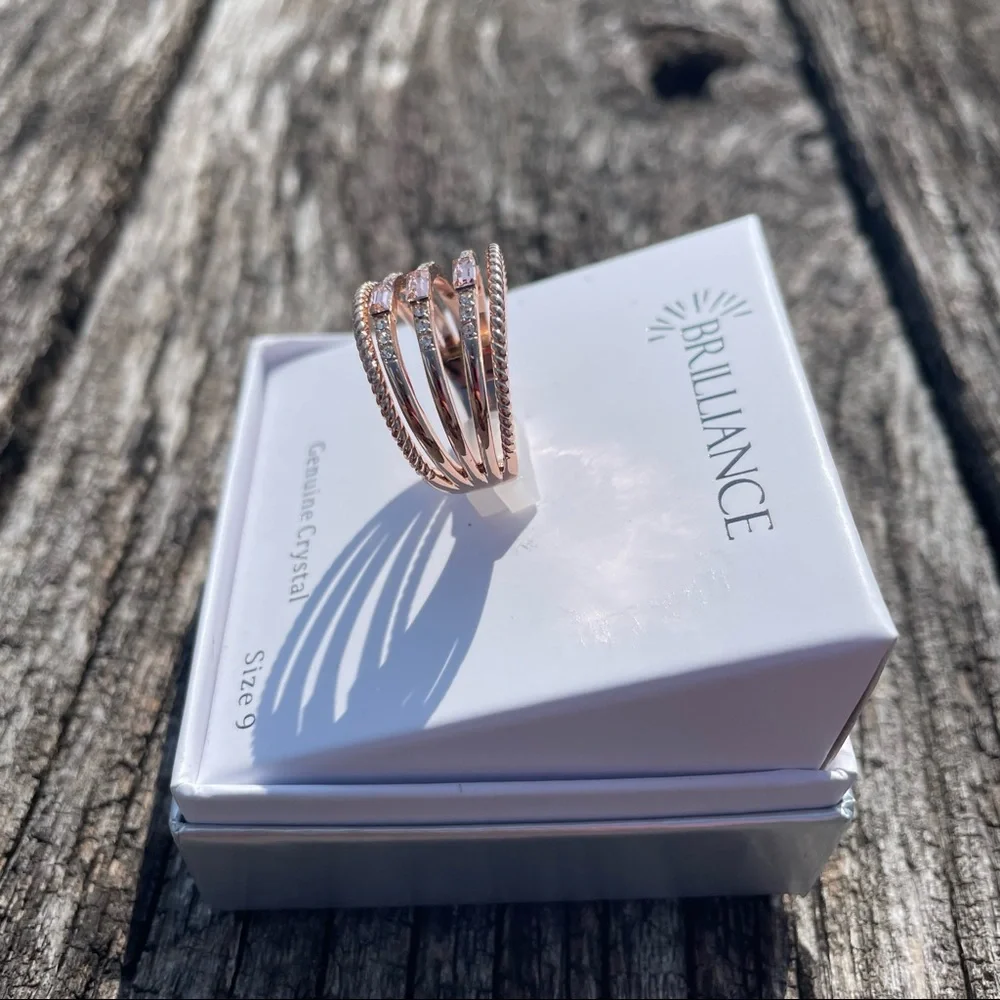 7, 8, 9 NWT brilliant genuine crystal rose gold plated ring - Picture 10 of 12